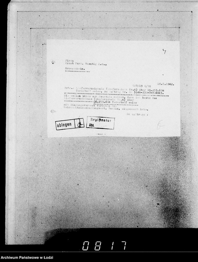 Obraz 9 z jednostki "[Korespondencja z urzędami, instytucjami i firmami]. Lit.Wa-Weg."