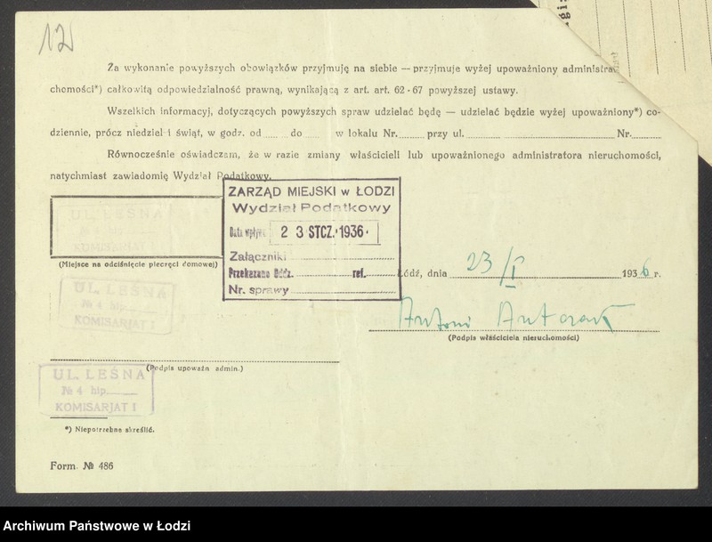 Obraz 14 z jednostki "Księga inwentarzowa nieruchomości m. Łodzi ul. Leśna"