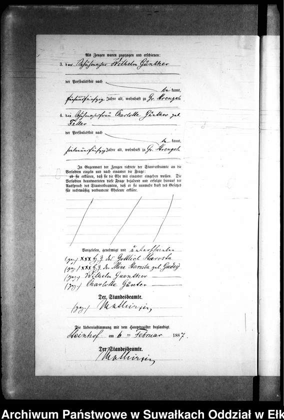 image.from.unit.number "Heiraths-Neben-Register des Preussischen Standes-Amtes Gr. Strengeln Kreis Angerburg"