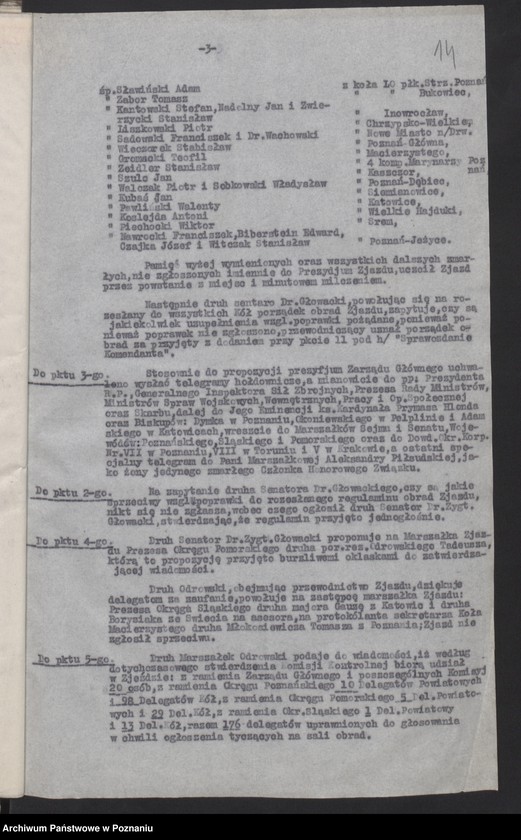 Obraz 18 z jednostki "Odpisy protokołów z posiedzeń Zarządu Głównego Związku Weteranów Powstań Narodowych i Związku Powstańców Wielkopolskich."