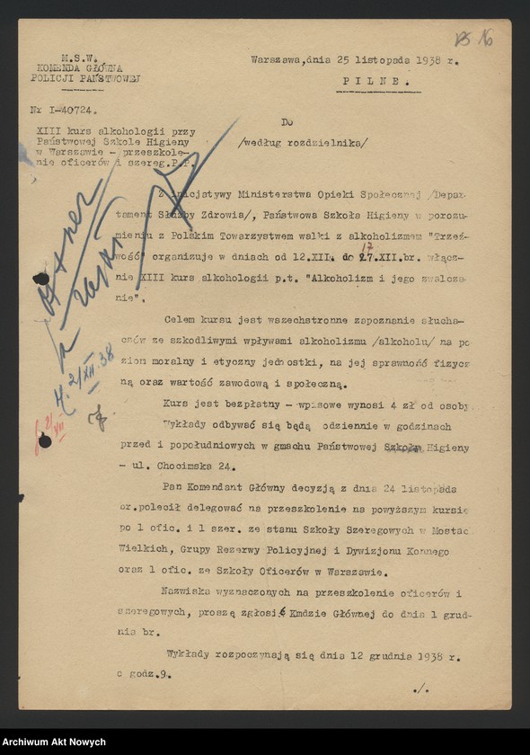 Obraz 19 z jednostki "Działalność Wydziału III Komendy Głównej Policji Państwowej. Zarządzenia, pisma okólne, korespondencja."