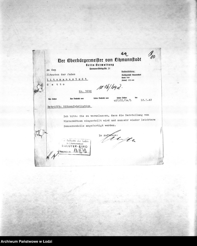 Obraz 13 z jednostki "[Resorty pracy M-P. Niemieckie zamówienia skierowane do resortów pracy, produkcja, zapotrzebowania materiałów do produkcji]"