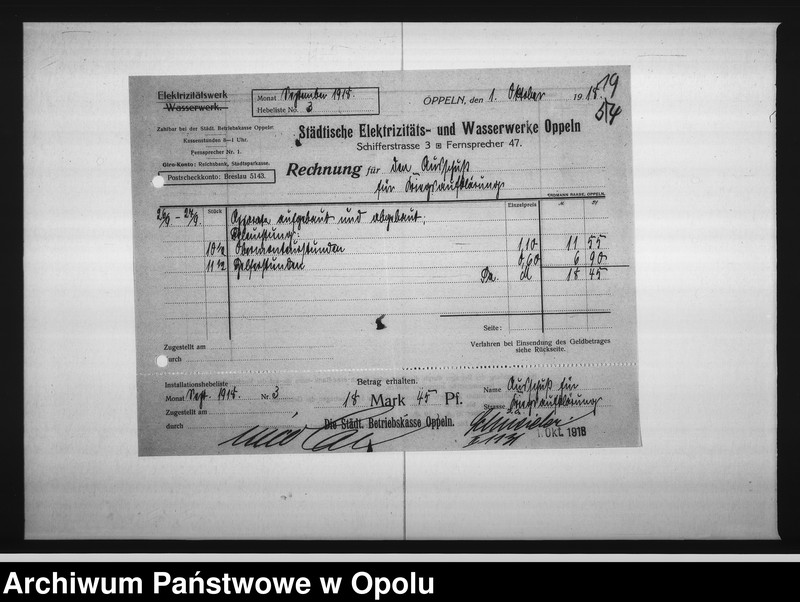 Obraz 20 z jednostki "[Ausschuss für Kriegsaufklärung - rachunki, korespondencja w sprawie pociągnięcia prądu w szkole]"