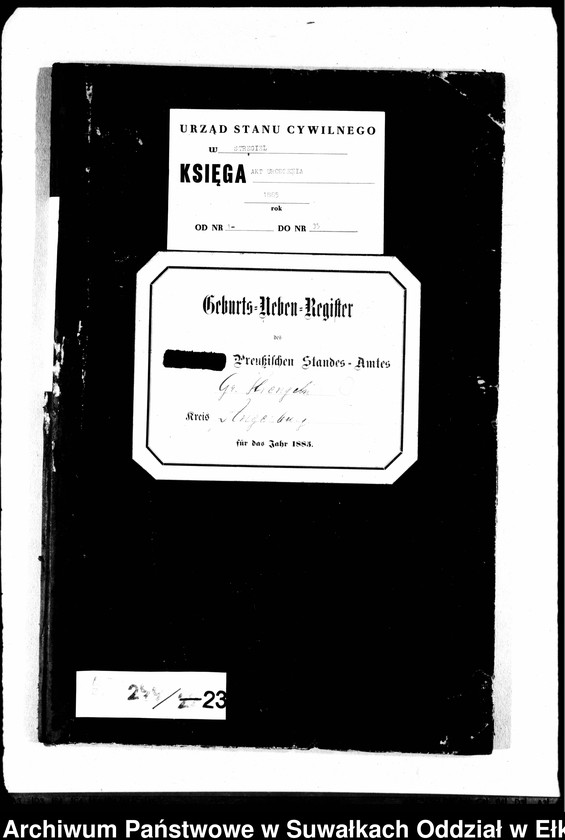 image.from.unit.number "Geburts-Neben-Register des Preussischen Standes-Amtes Gr. Strengeln Kreis Angerburg"