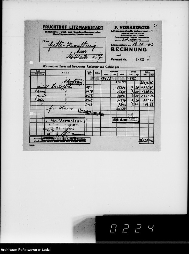 Obraz 11 z jednostki "Lebensmitteleinkauf. Aufträge, [Lieferscheinen und Rechnungen] 17611-17660"