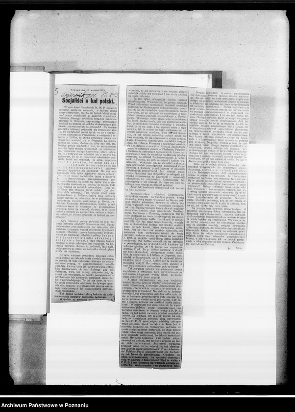 image.from.unit.number "Socjalizm - informacje, polemiki, dyskusje na łamach prasy na temat socjalizmu w Polsce. [Wycinki prasowe]"