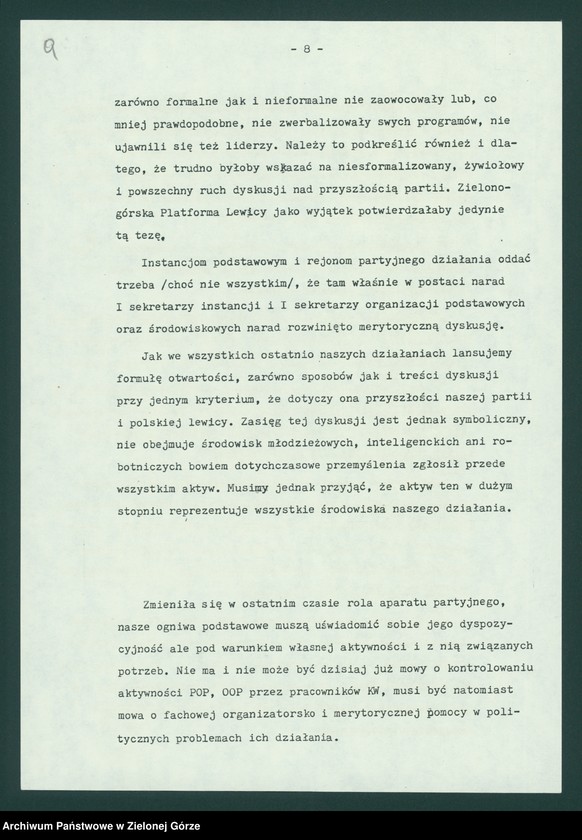 image.from.unit.number "Protokół z XI plenarnego posiedzenia KW nt. Zadania wojewódzkiej organizacji partyjnej przed XI Zjazdem PZPR. Załączniki. 10 listopada 1989"
