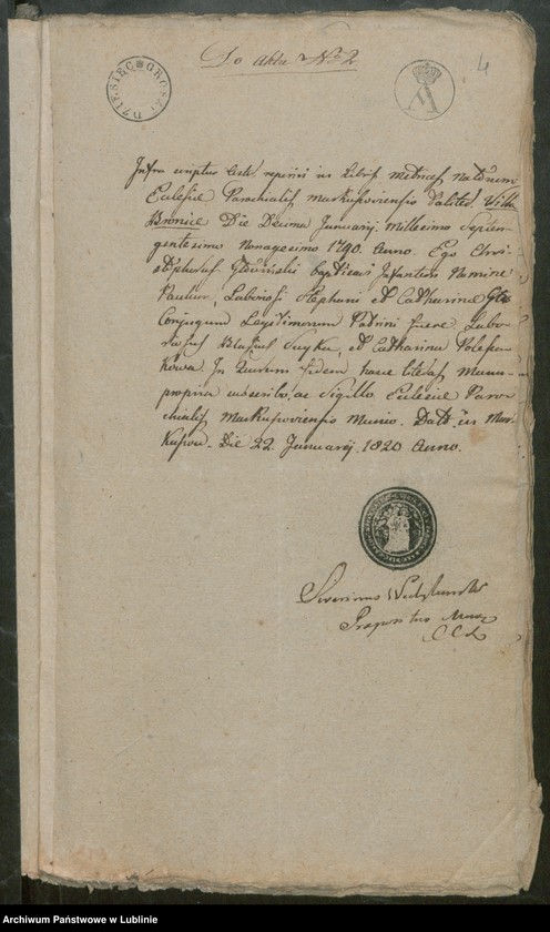 image.from.unit.number "Alegaty do ksiąg urodzeń, zapowiedzi, małżeństw i zgonów z lat 1820 - 1821"