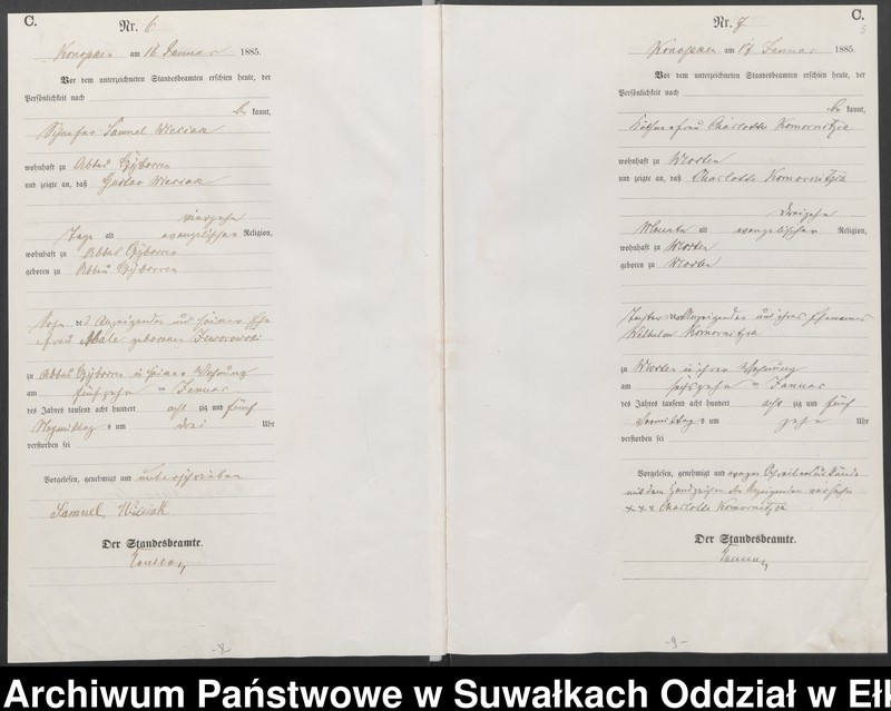 image.from.unit.number "Sterbe-Haupt-Register des Königlichen Preussischen Standes-Amtes Belzonzen Kreis Johannisburg"