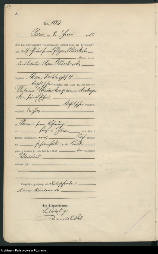 Obraz 17 z jednostki "Księga miejscowa urodzeń t. IV"