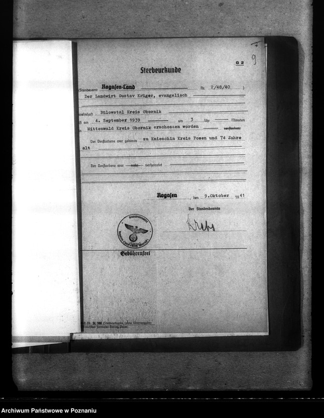 Obraz 13 z jednostki "Kreis Obornik (Oborniki). Wykazy miejscowych Niemców, którzy zginęli w 1939 roku"