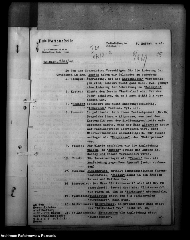 Obraz 19 z jednostki "Ortsnamenänderung Kreis Kosten - Kościan"