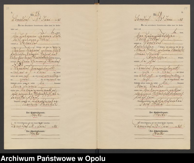 image.from.unit.number "Geburts-Neben-Register des Standesamts Lamsdorf No 15 pro 1881"