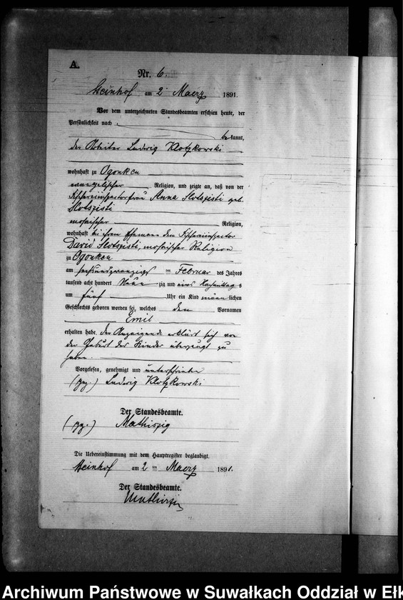 image.from.unit.number "Geburts-Neben-Register des Preussischen Standes-Amtes Gr. Strengeln Kreis Angerburg"