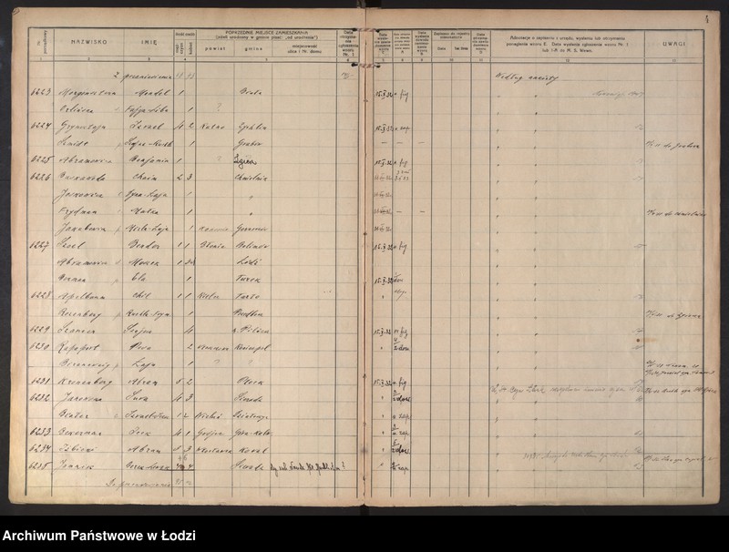 Obraz 7 z jednostki "Księga kontroli ruchu ludności (rejestr osób przybywających do gminy) Łódź, komisariat V, ks. III, nr 6198-7730"