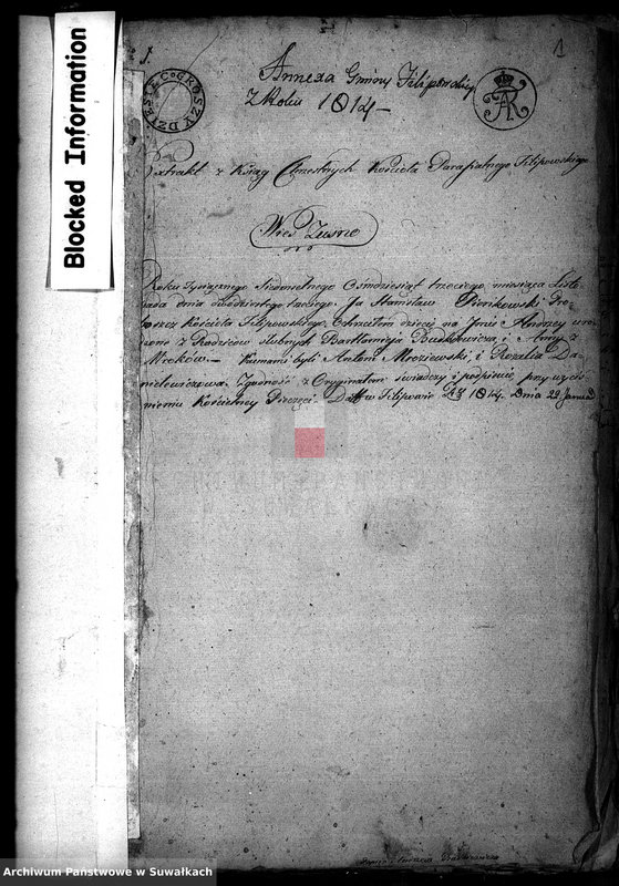 image.from.unit.number "Akta Stanu Cywilnego wyznania rzymsko-katolickiego w Filipowie Dokuemnty do akt małżeństw"