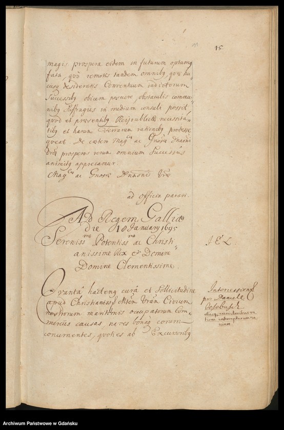 image.from.unit.number "Literae Senatus Civitatis Gedanensis de A. 1695. Literae Senatus Civitatis Gedanensis de A. 1696. Index literarum [adresatów]; w osobnym poszycie: Register der in den Missiven von 1695 u. 1696 enthaltenen vornehmsten Materien"