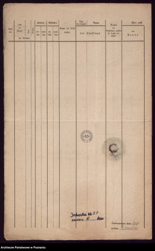 Obraz 6 z jednostki "Verzeichniss der Getauften"