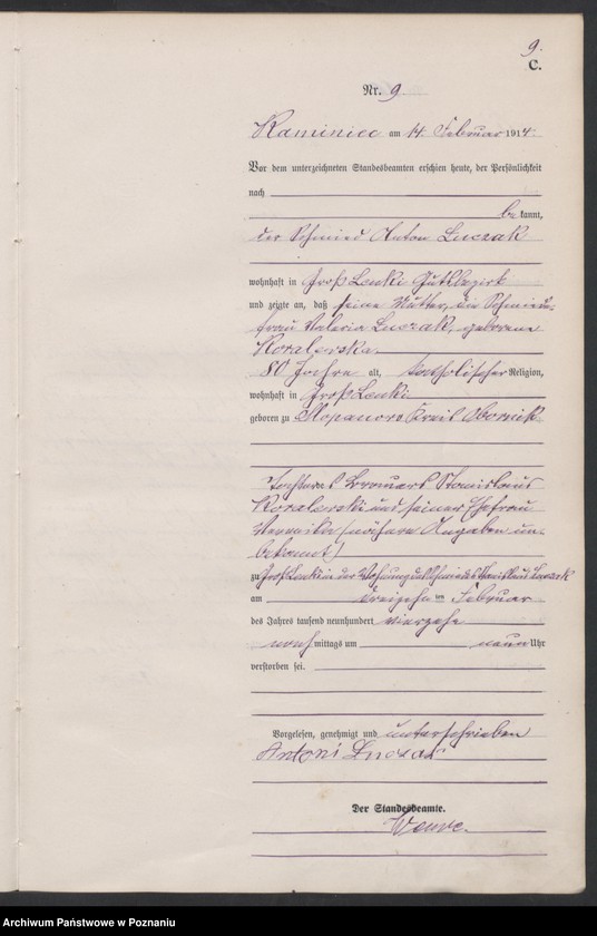 Obraz 11 z jednostki "Sterbe-Haupt--Register"