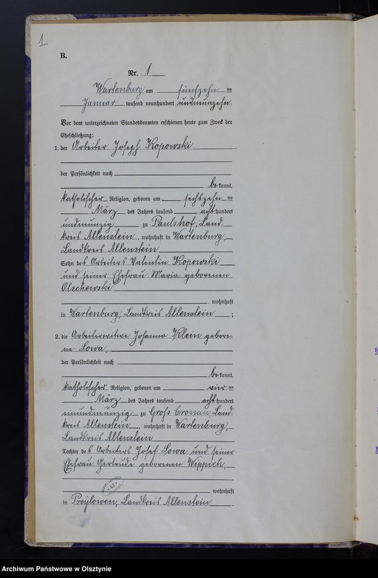 image.from.unit.number "Heirats-Haupt-Register Nr 1 - 100"