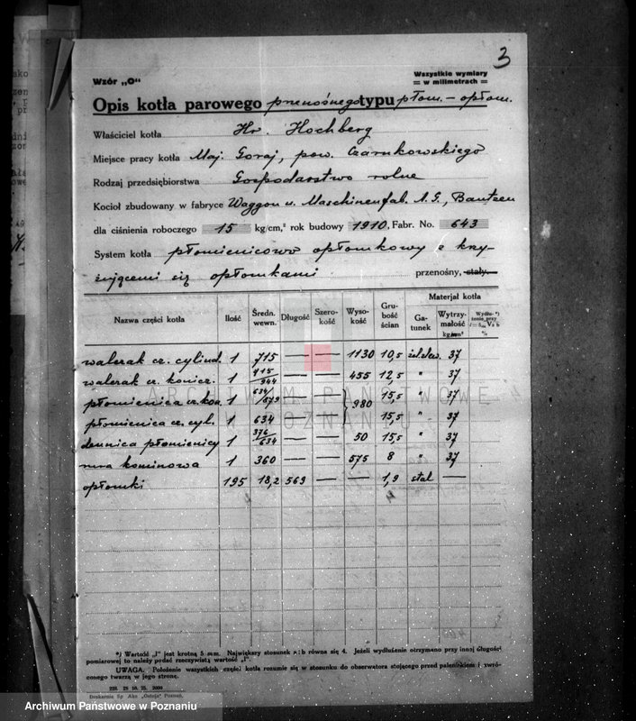 Obraz 7 z jednostki "Gospodarstwo rolne w Goraju pow. czarnkowski własność hr Hochberg później warsztat ślusarski P. Pietza w Obornikach nr woj. kotła 5236"