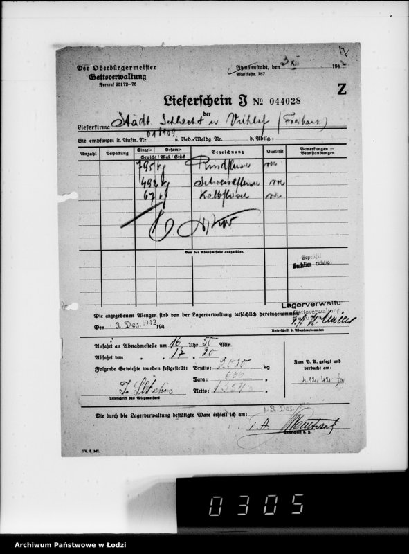 Obraz 11 z jednostki "Lebensmitteleinkauf. Aufträge, [Lieferscheinen und Rechnungen] 18051-18110"