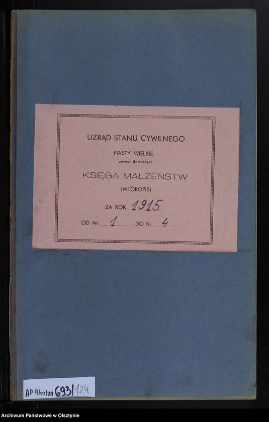 image.from.unit.number "Heiraths-Neben-Register Nr 1 - 4 [ Księga małżeństw - wtóropis ]"
