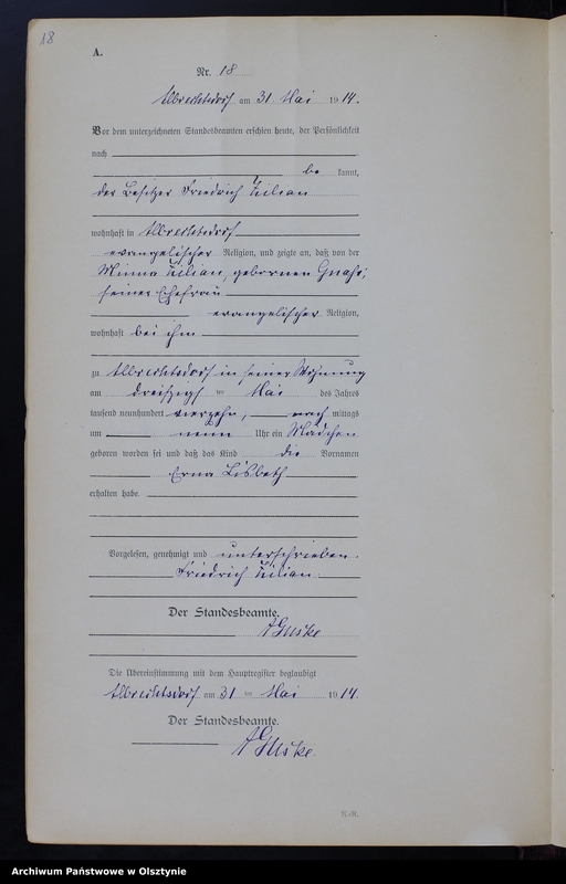 image.from.unit.number "Geburts-Neben-Register Nr 1 - 35 [ Księga urodzeń - wtóropis ]"