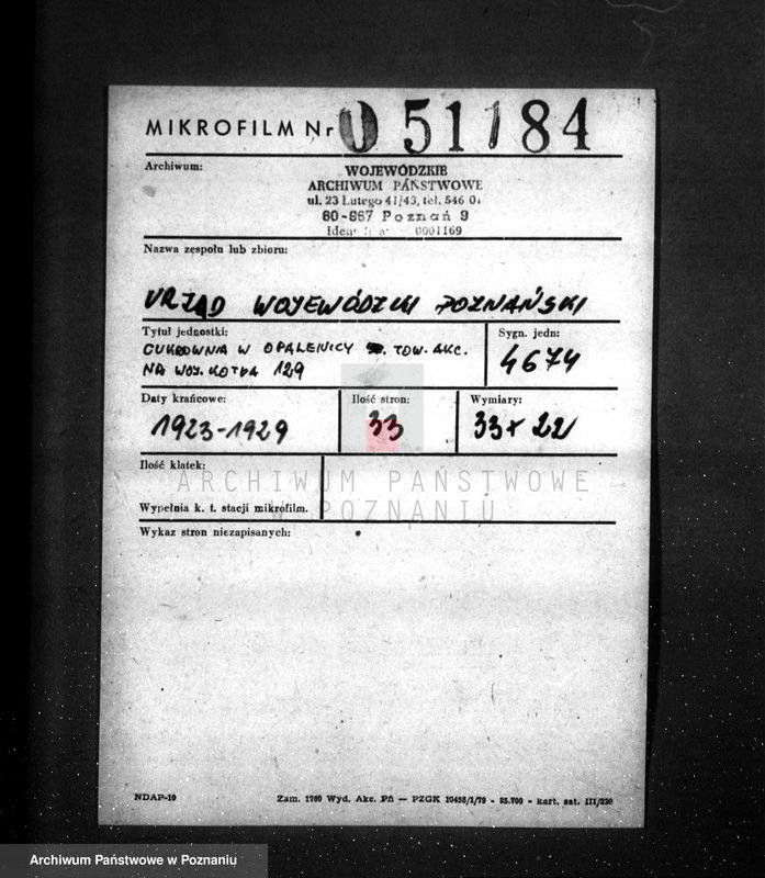 Obraz 2 z jednostki "Cukrownia w Opalenicy Towarzystwo Akcyjne nr woj. 129"