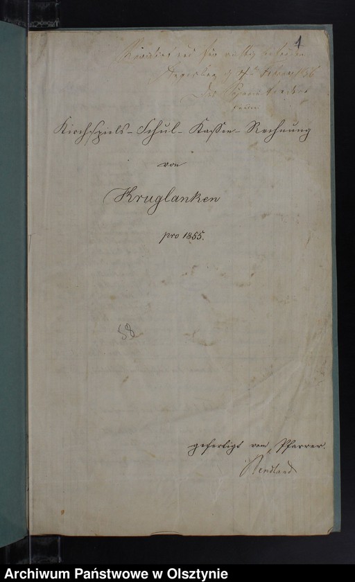 image.from.unit.number "Kirchspiels Schul-Cassen Rechnung von Kruklanken"