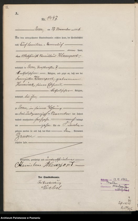 Obraz 18 z jednostki "Księga miejscowa urodzeń tom IV [Rejestr główny urodzeń]"