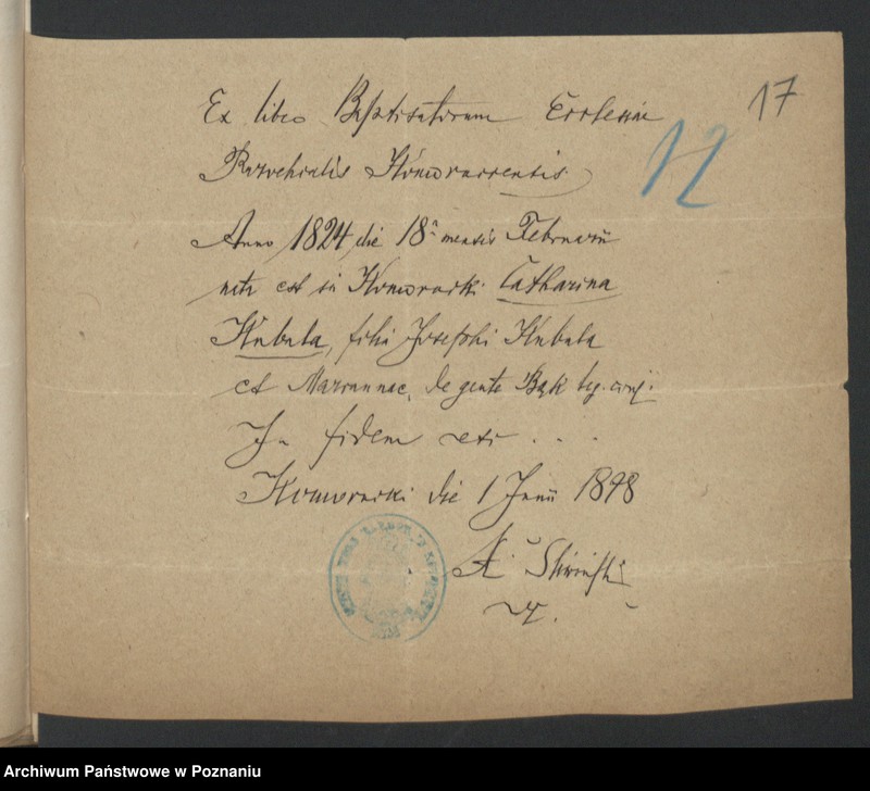 Obraz 19 z jednostki "Die von den Verlobten beigebrachten Urkunden zur Eheschliessung pro 1878"