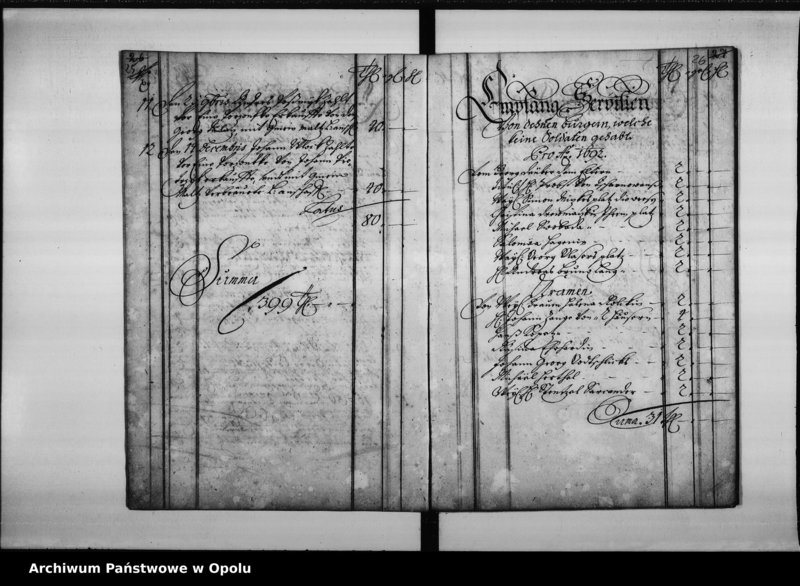 Obraz 18 z jednostki "Particular Rayttung Über Empfang undt Aussgab Geldt Bey der königlichen Stadt Oppeln vom Ersten January biess Ende Decembris Anno 1692"