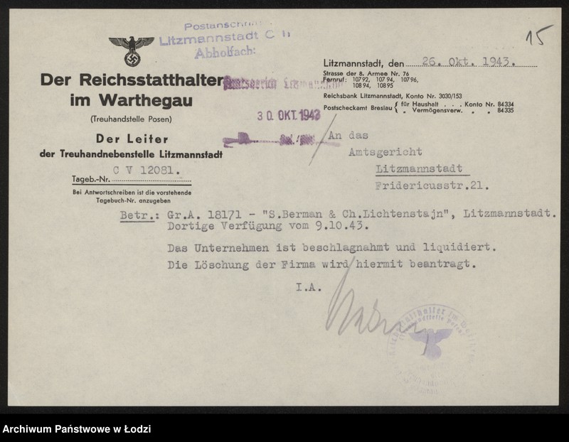 Obraz 17 z jednostki "Samuel Berman, Chaim Lichtensztajn – sprzedaż manufaktury"