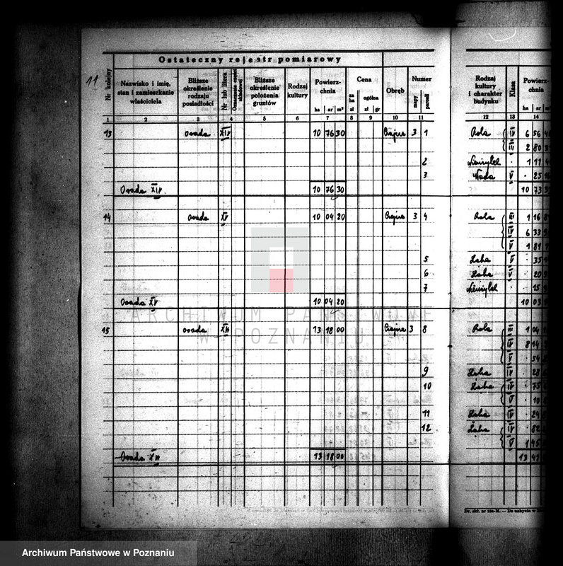 Obraz 15 z jednostki "Ostateczny rejestr pomiarowy gromady Czajcze powiatu wyrzyskiego"