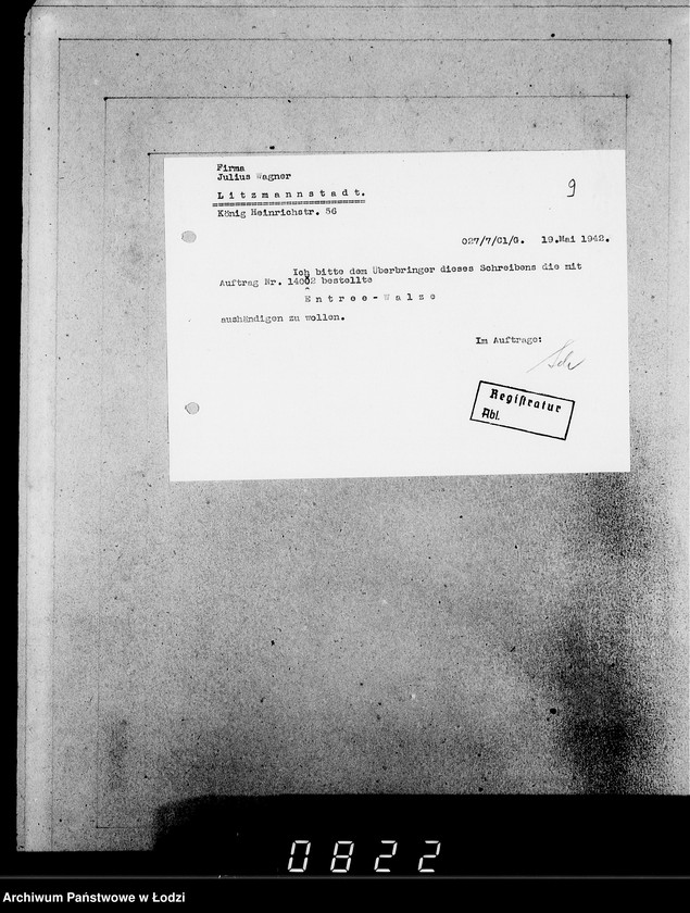 Obraz 14 z jednostki "[Korespondencja z urzędami, instytucjami i firmami]. Lit.Wa-Weg."