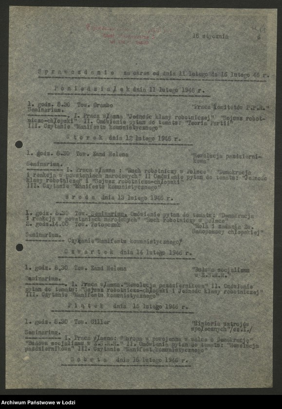 Obraz 19 z jednostki "Wojewódzka Szkoła PPR; programy wykładów, sprawozdania [z działalności, wykazy absolwentów]"