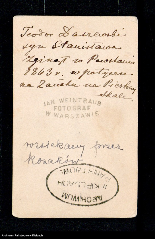 image.from.unit.number "Teodor Daszewski-syn Stanisława-zginął w powstaniu 1863 roku w potyczce na zamku w Pieskowej Skale"
