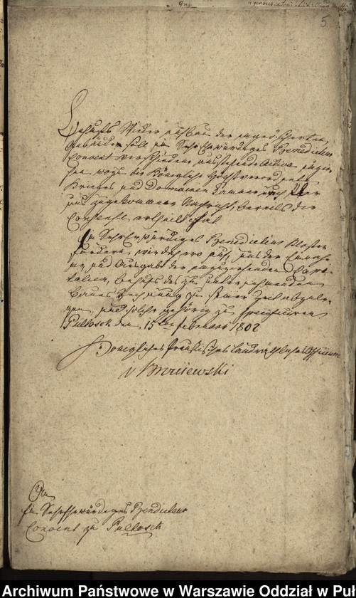 image.from.unit.number "Kopie i bruliony pism do władz pruskich w sprawie budowy nowego klasztoru w Pułtusku"