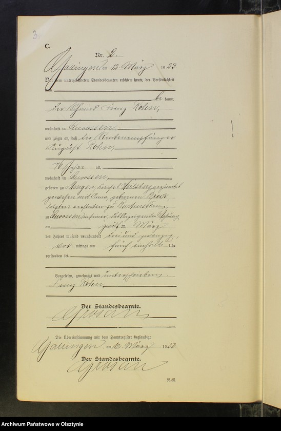 image.from.unit.number "Sterbe-Neben-Register Nr 1 - 19 [ Księga zgonów - wtóropis ]"