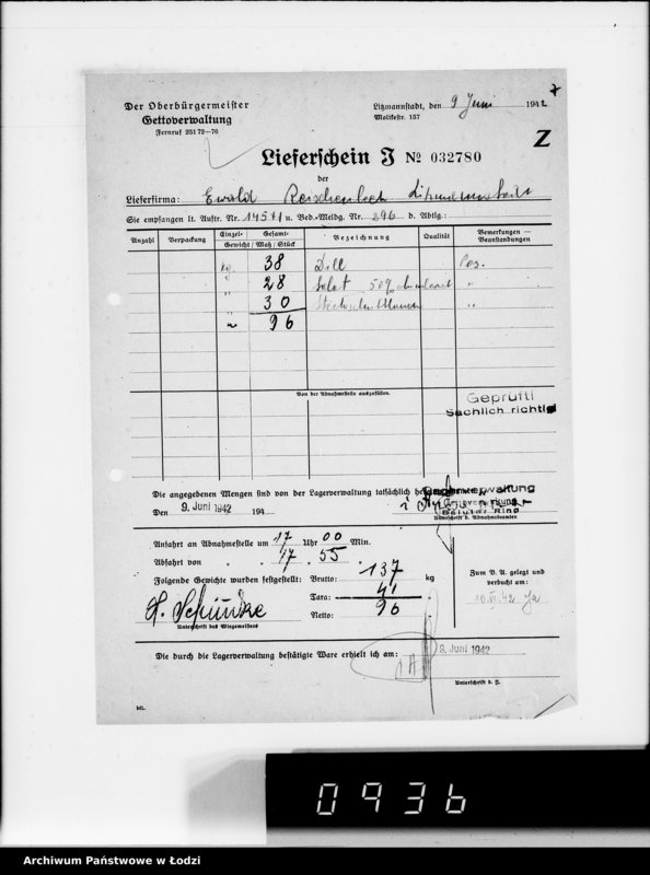 Obraz 11 z jednostki "Aufträge, [Lieferscheinen und Rechnungen] 14571-14649"