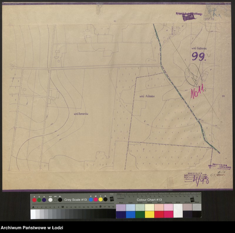 Obraz 1 z jednostki "Plan m. Łodzi 1:2000 z oznaczeniem podziału miasta na obwody i rejony spisowe. Sekcja NW59"