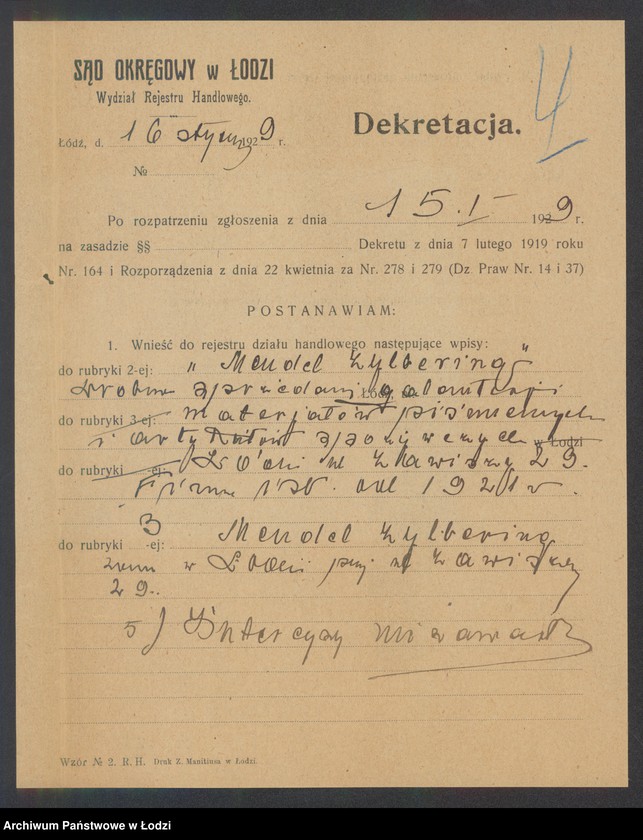 Obraz 6 z jednostki "Mendel Zylbering – sprzedaż galanterii, materiałów piśmiennych i art. spożywczych"