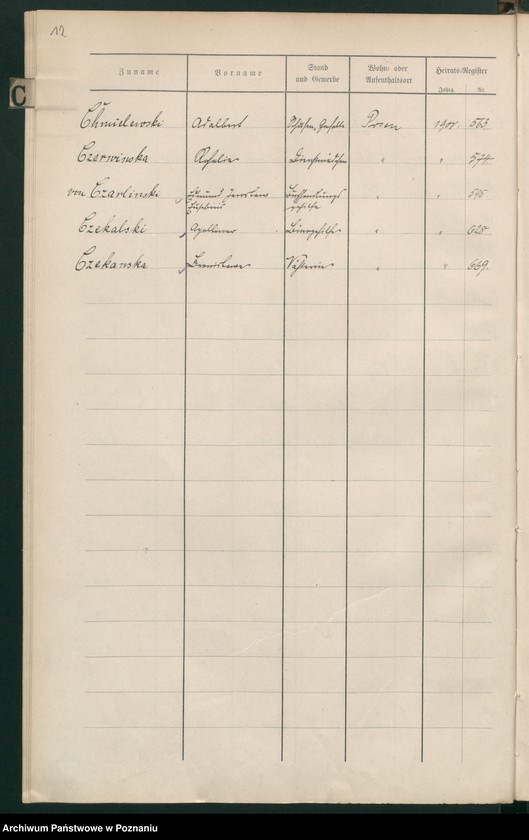 Obraz 14 z jednostki "Spis alfabetyczny małżeństw za 1908"