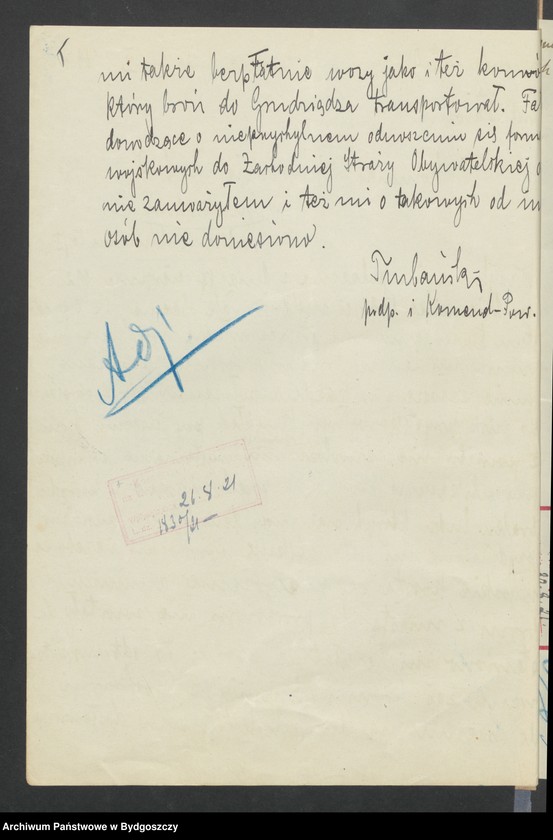 image.from.unit.number "[Raporty Powiatowych Komend Zachodniej Straży Obywatelskiej do Komendy Wojewódzkiej w Grudziądzu, sprawy wojskowe]"