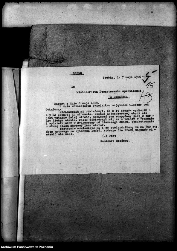 Obraz 20 z jednostki "Sprawy szczegółowo-administracyjne Pasy zapędne"