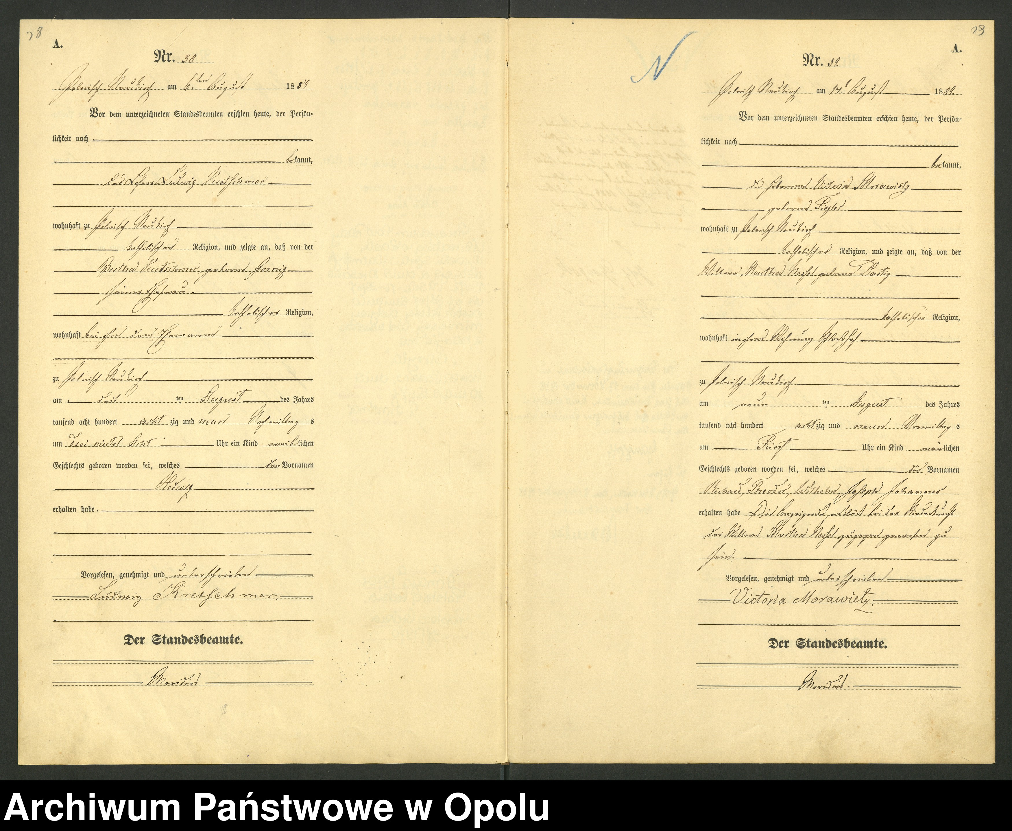 Skan z jednostki: Geburts-Haupt-Register Standesamts Polnisch Neukirch pro 1889