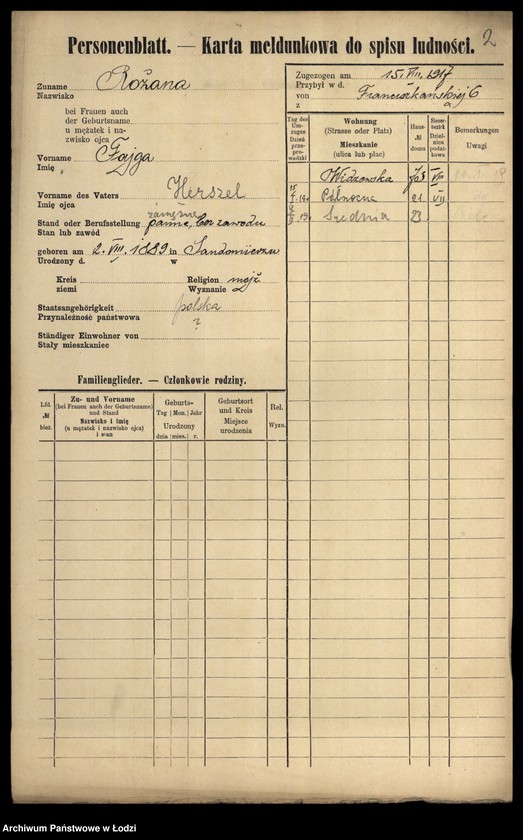 Obraz 4 z jednostki "[Spis ludności Łodzi] Rożana-Różyński"