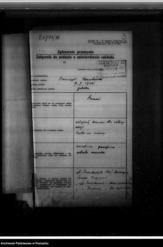 Obraz 7 z jednostki "Zatwierdzenie projektu rządzenia zakładu przemysłowego /Laboratorium Medyczno-Weterynaryjne "Medwet"/ w Poznaniu Fr. Nowakowskiego"