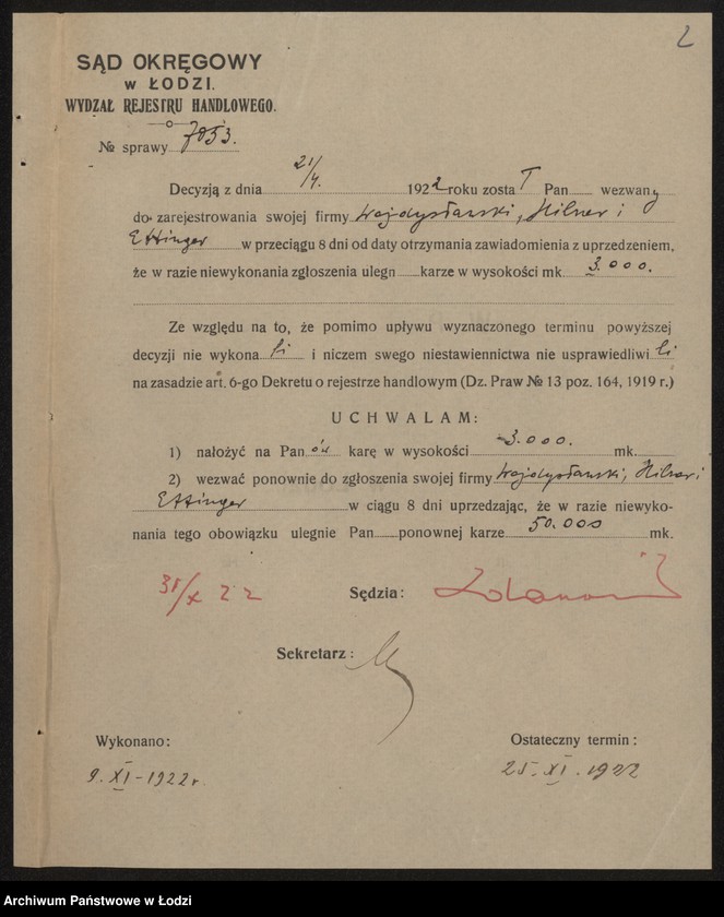 Obraz 4 z jednostki "Abram Wojdysławski i S-ka- fabrykacja i sprzedaz towarów wełnianych i bawełnianych"